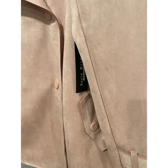 Blush Pink Large L Haute Monde Women's Juniors Casual Faux Suede Moto Jacket - Picture 6 of 9